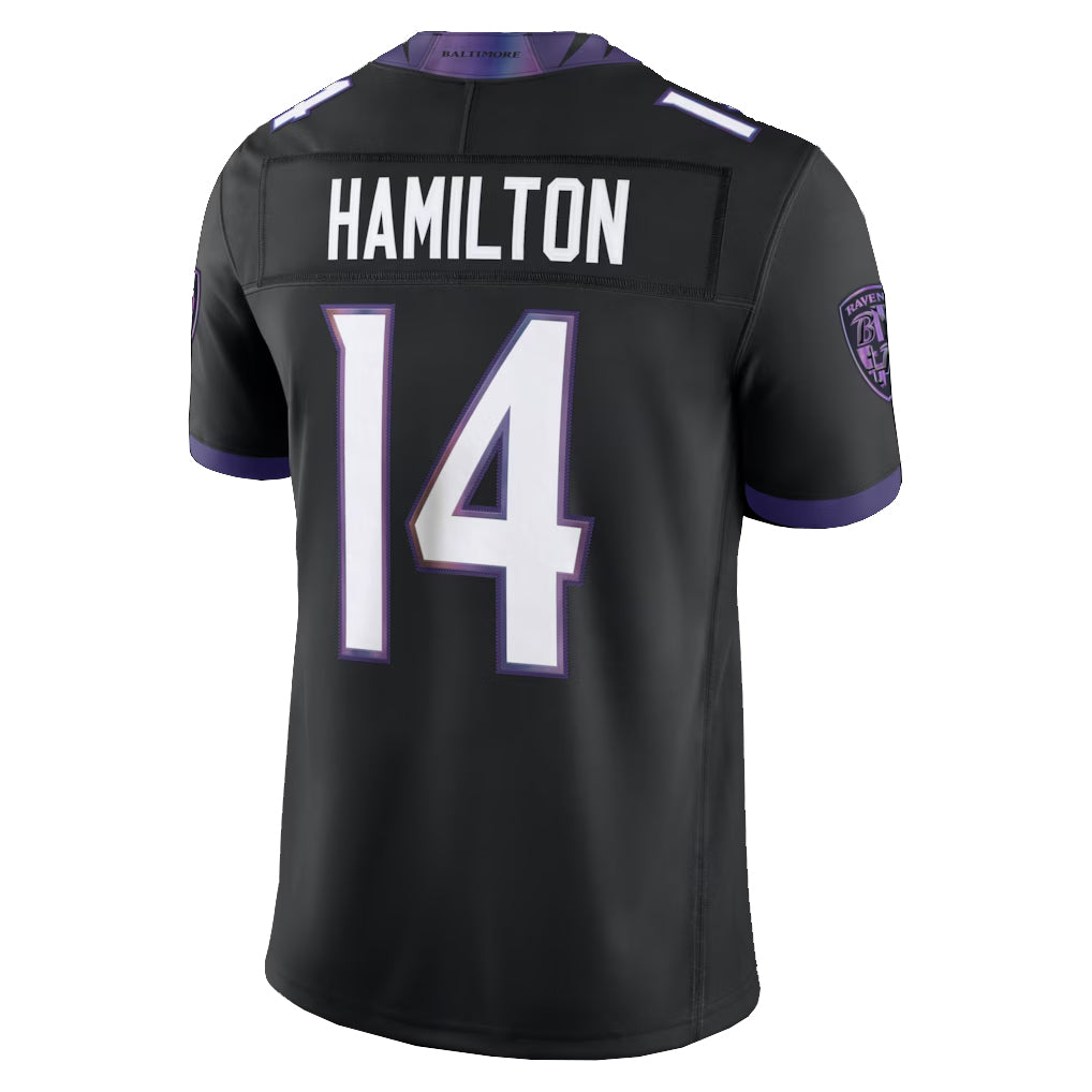 Pkot B.Ravens #14 Kyle Hamilton Player Black Limited Elite Home Game Stitched Jerseys