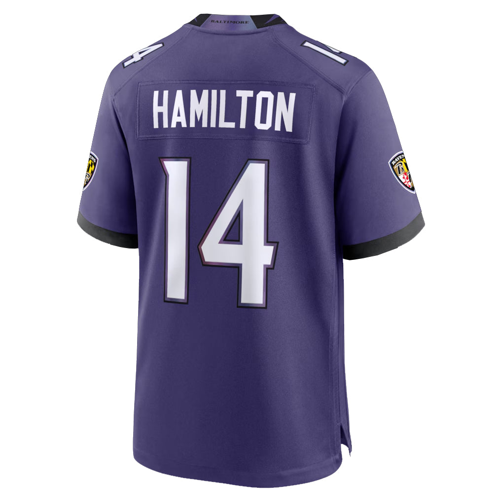 Pkot B.Ravens #14 Kyle Hamilton Player Purple Home Game Stitched Jerseys