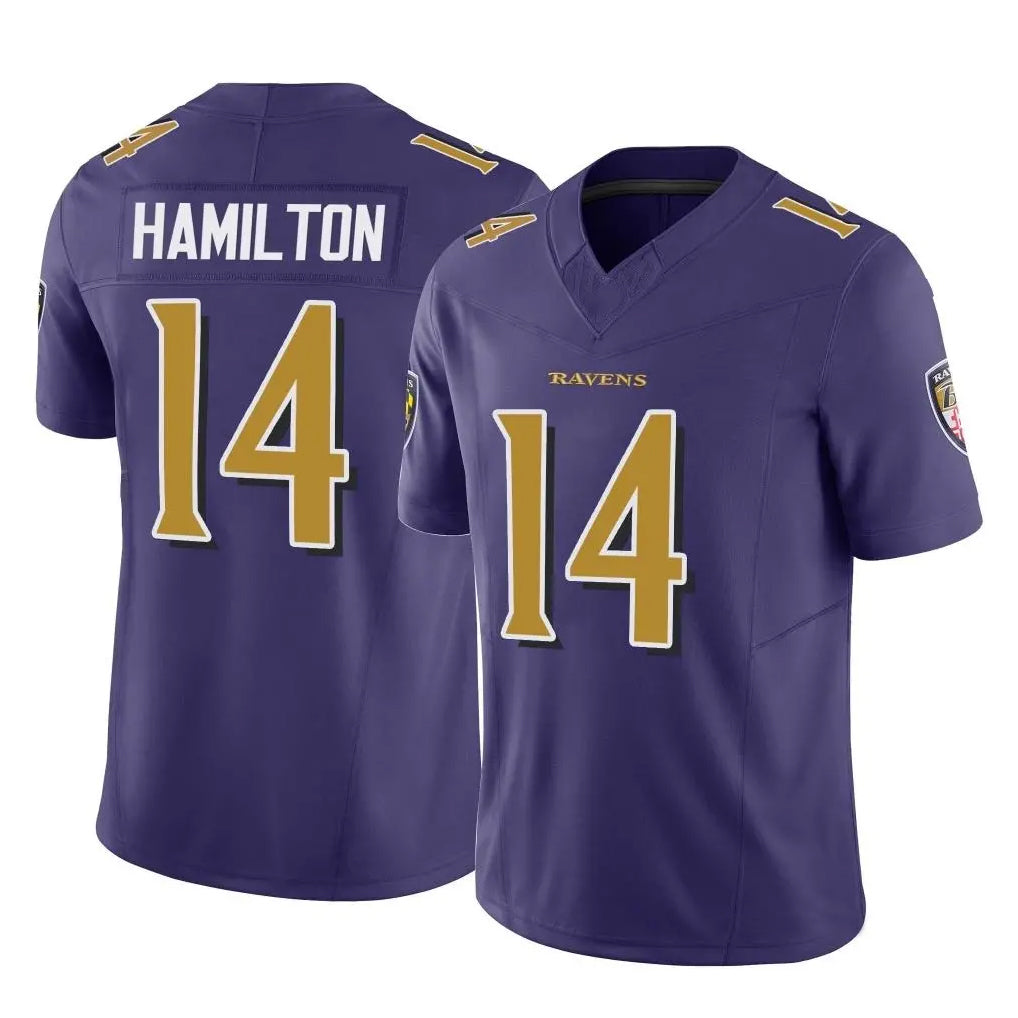 Pkot B.Ravens #14 Kyle Hamilton Player Purple Vapor F.U.S.E. Limited Home Game Stitched Jerseys