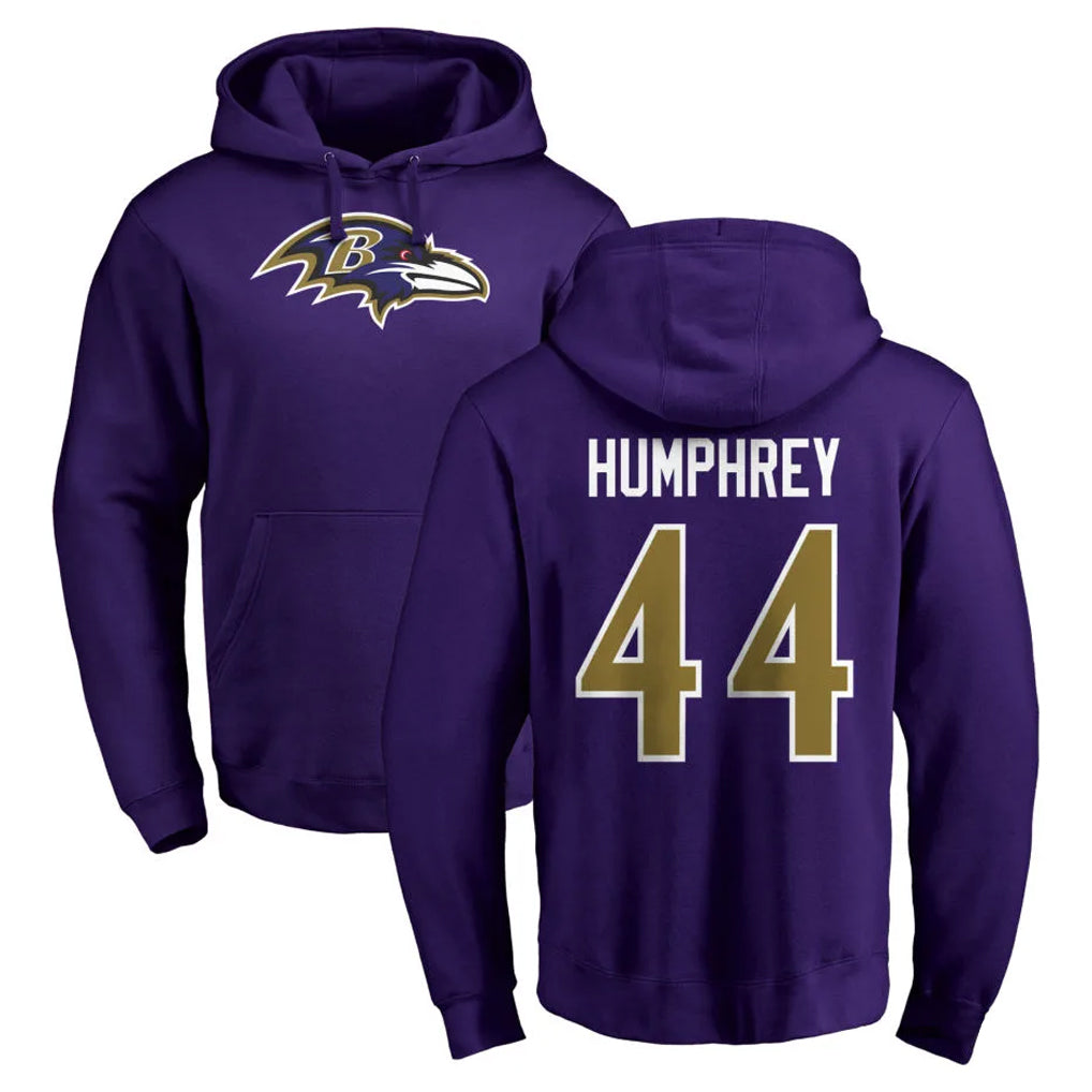 Pkot B.Ravens #44 Marlon Humphrey Player Purple Salute to Service Pullover Hoodie Stitched Jerseys