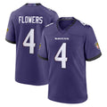 Pkot B.Ravens #4 Zay Flowers Player Purple Home Game Stitched Jerseys