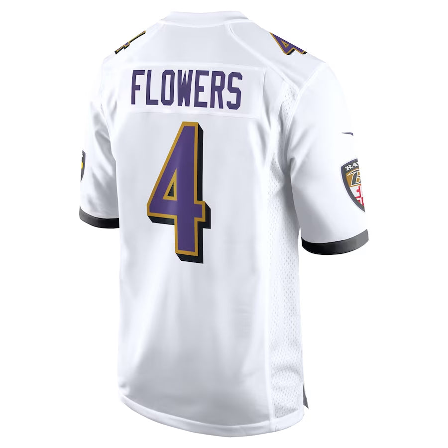 Pkot B.Ravens #4 Zay Flowers Player White Alternate Home Game Stitched Jerseys