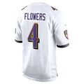 Pkot B.Ravens #4 Zay Flowers Player White Alternate Home Game Stitched Jerseys