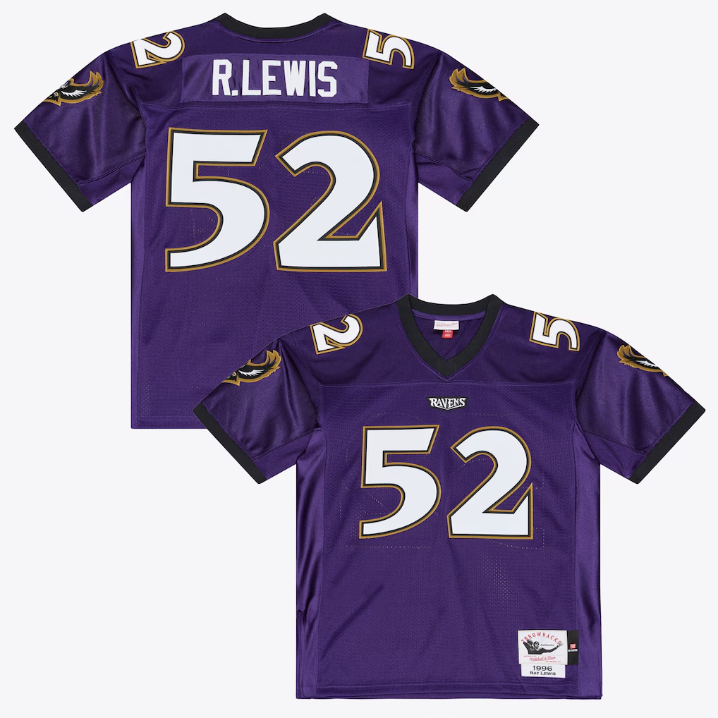 Pkot B.Ravens #52 Ray Lewis Mitchell & Ness Purple 1996 Authentic Throwback Stitched Jerseys