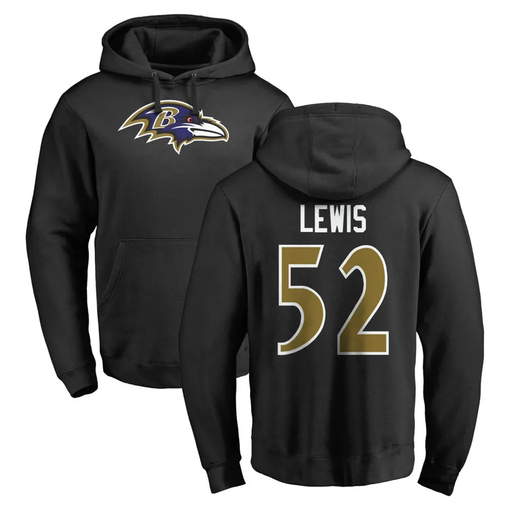 Pkot B.Ravens #52 Ray Lewis Player Black Pullover Hoodie Stitched Jerseys
