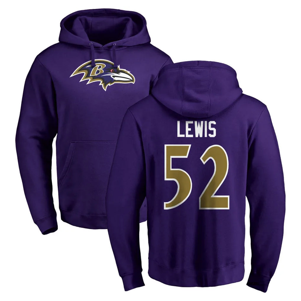 Pkot B.Ravens #52 Ray Lewis Player Purple Salute to Service Pullover Hoodie Stitched Jerseys