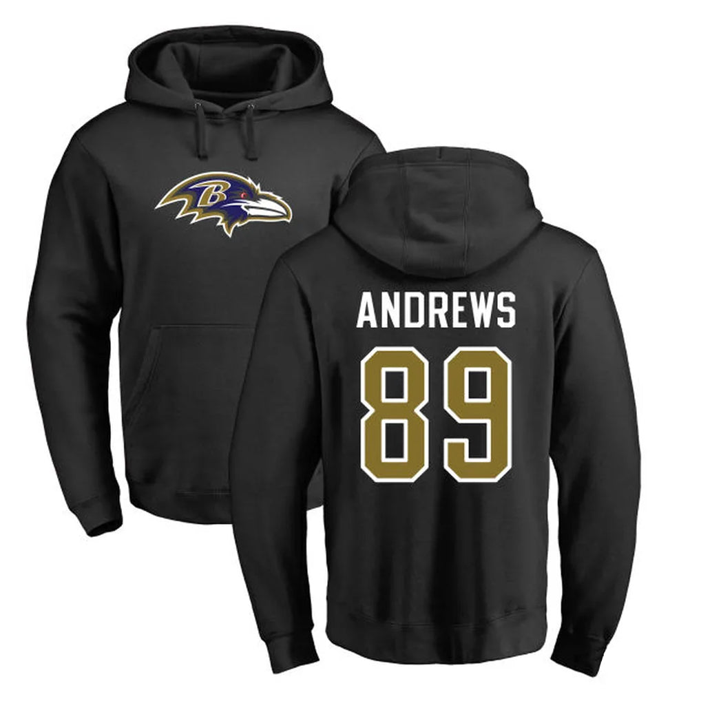 Pkot B.Ravens #89 Mark Andrews Player Black Pullover Hoodie Stitched Jerseys