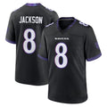 Pkot B.Ravens #8 Lamar Jackson Player Black Home Game Stitched Jerseys