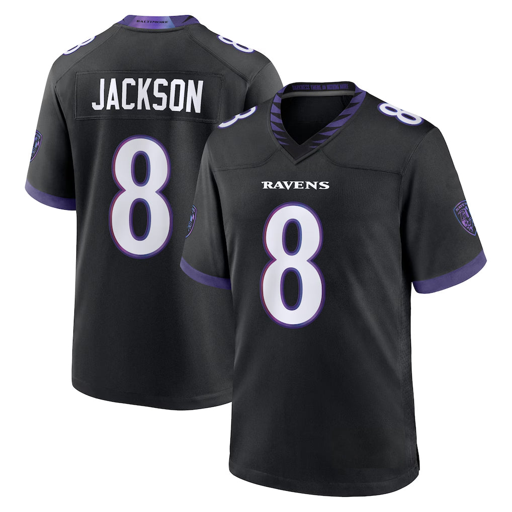 Pkot B.Ravens #8 Lamar Jackson Player Black Home Game Stitched Jerseys