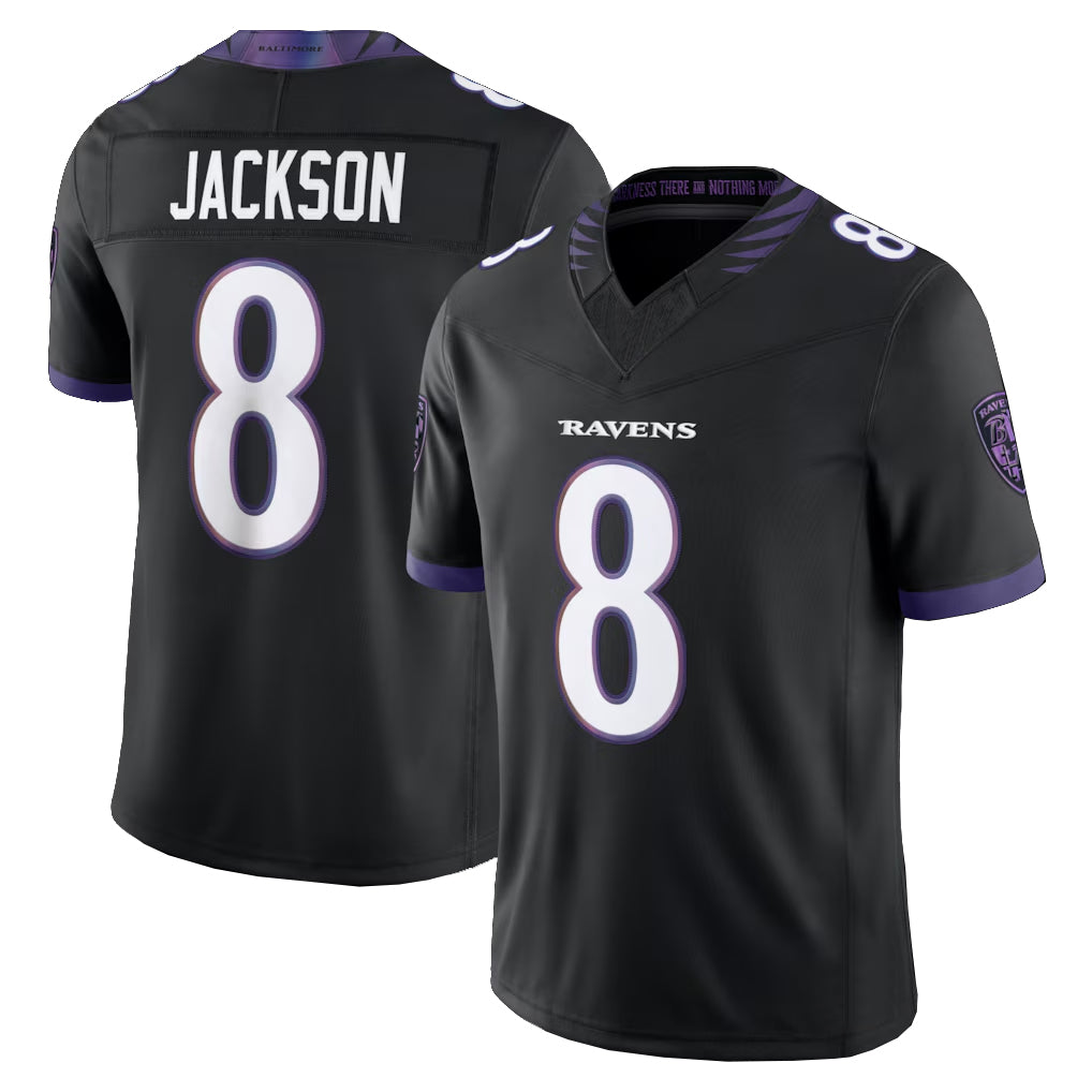 Pkot B.Ravens #8 Lamar Jackson Player Black Limited Elite Home Game Stitched Jerseys