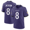 Pkot B.Ravens #8 Lamar Jackson Player Purple Home Game Stitched Jerseys