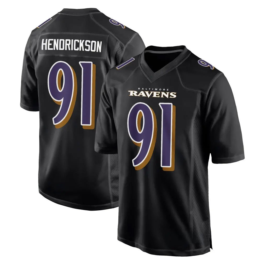 Pkot B.Ravens #91 Trey Hendrickson Player Black Carbon Fashion Home Stitched Jerseys