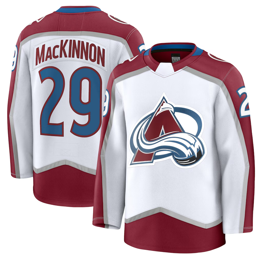 Pkot C.Avalanche #29 Nathan MacKinnon White Away Premium Jerseys