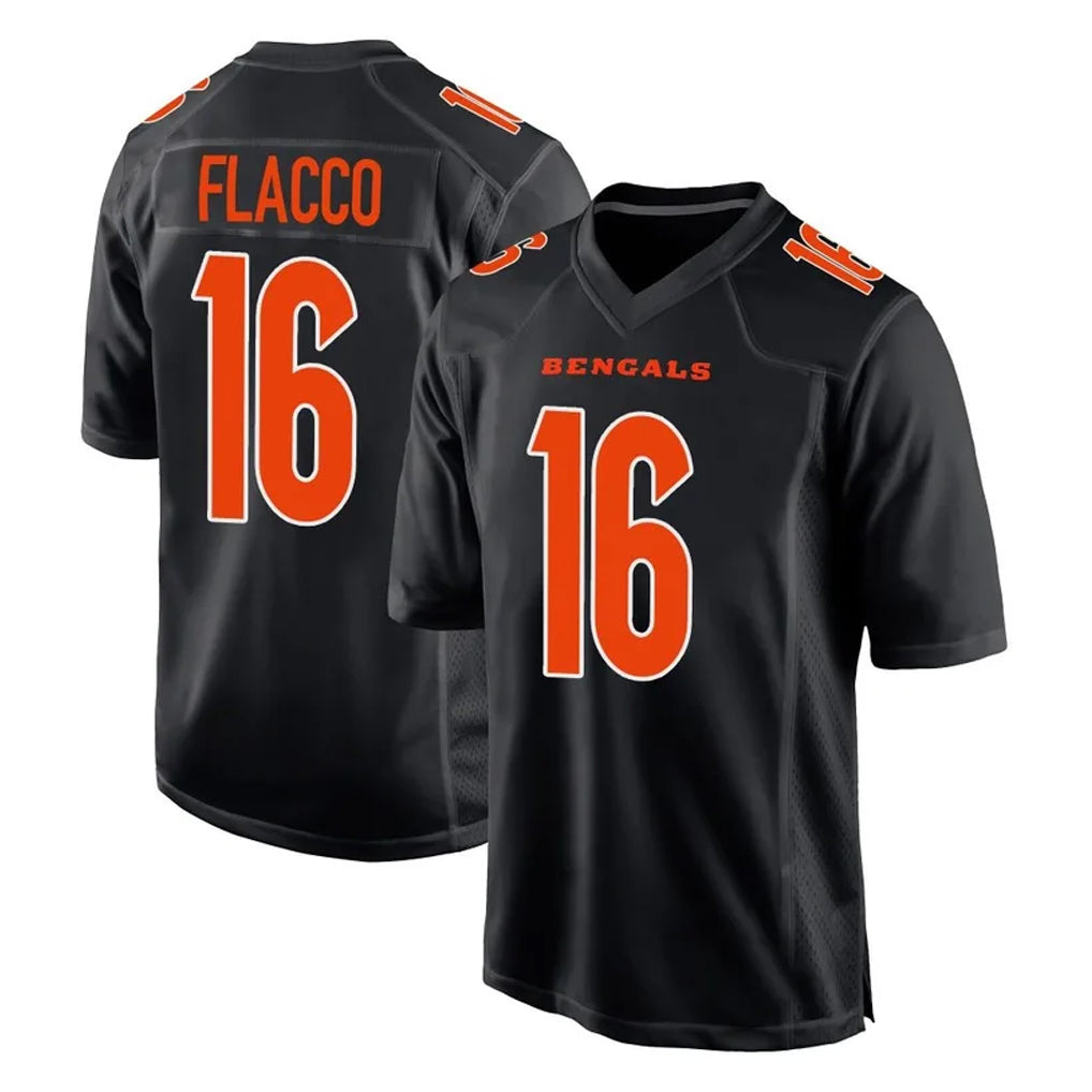 Pkot C.Bengals #16 Joe Flacco Player Black Fashion Game Stitched Jerseys