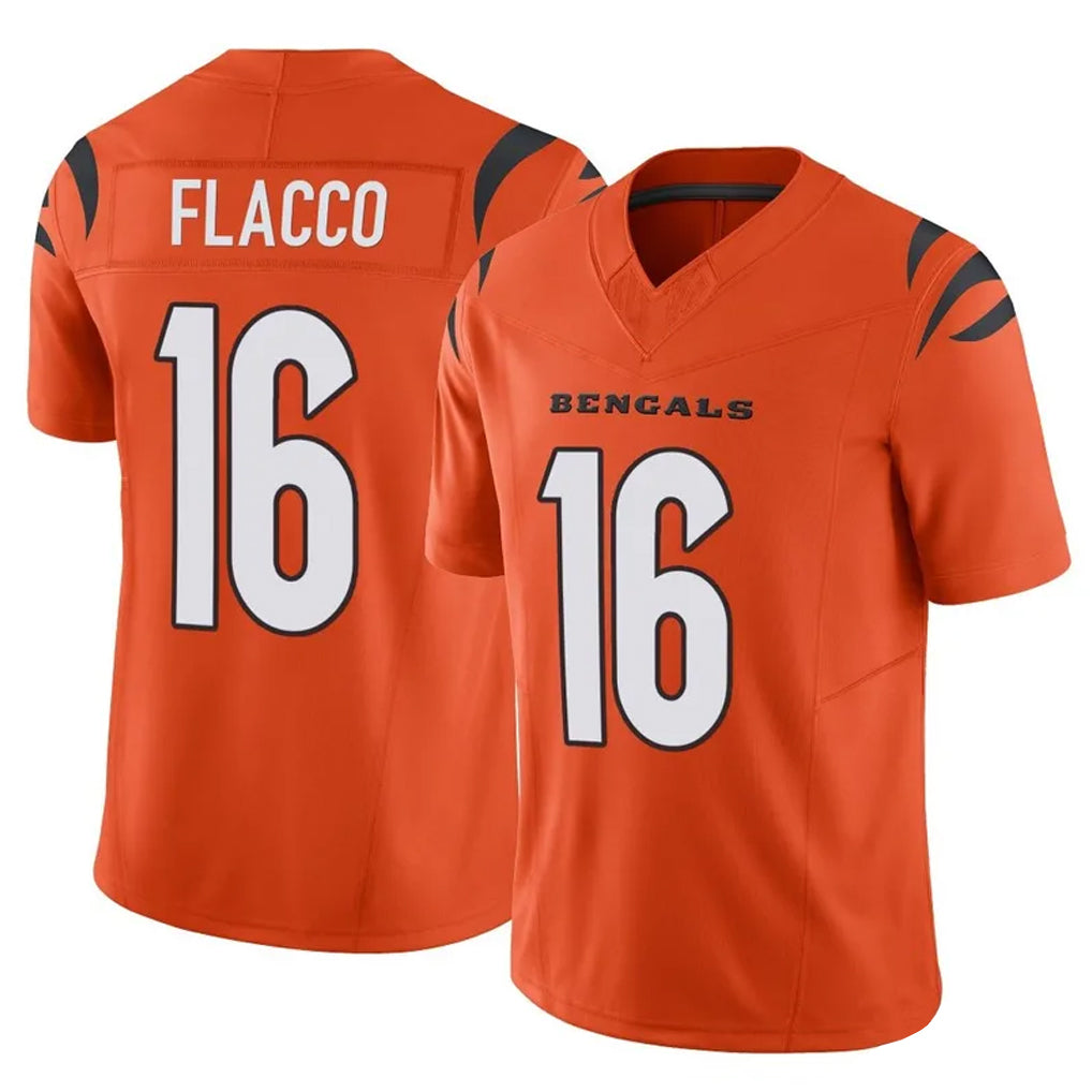 Pkot C.Bengals #16 Joe Flacco Player Orange Vapor F.U.S.E. Limited Home Game Stitched Jerseys