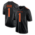 Pkot C.Bengals #1 Ja'Marr Chase Player Black Fashion Game Stitched Jerseys
