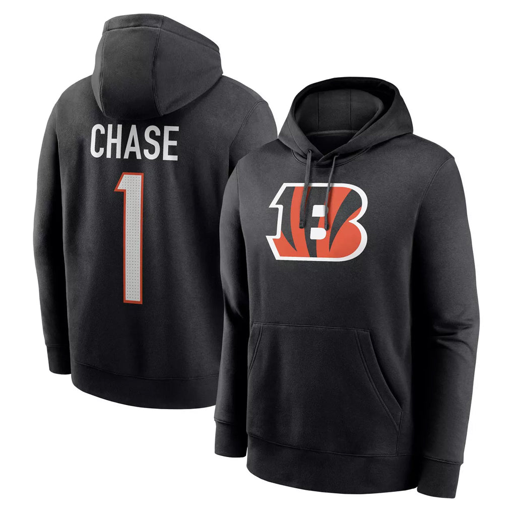 Pkot C.Bengals #1 Ja'Marr Chase Player Black Salute to Service Pullover Hoodies Game Stitched Jerseys