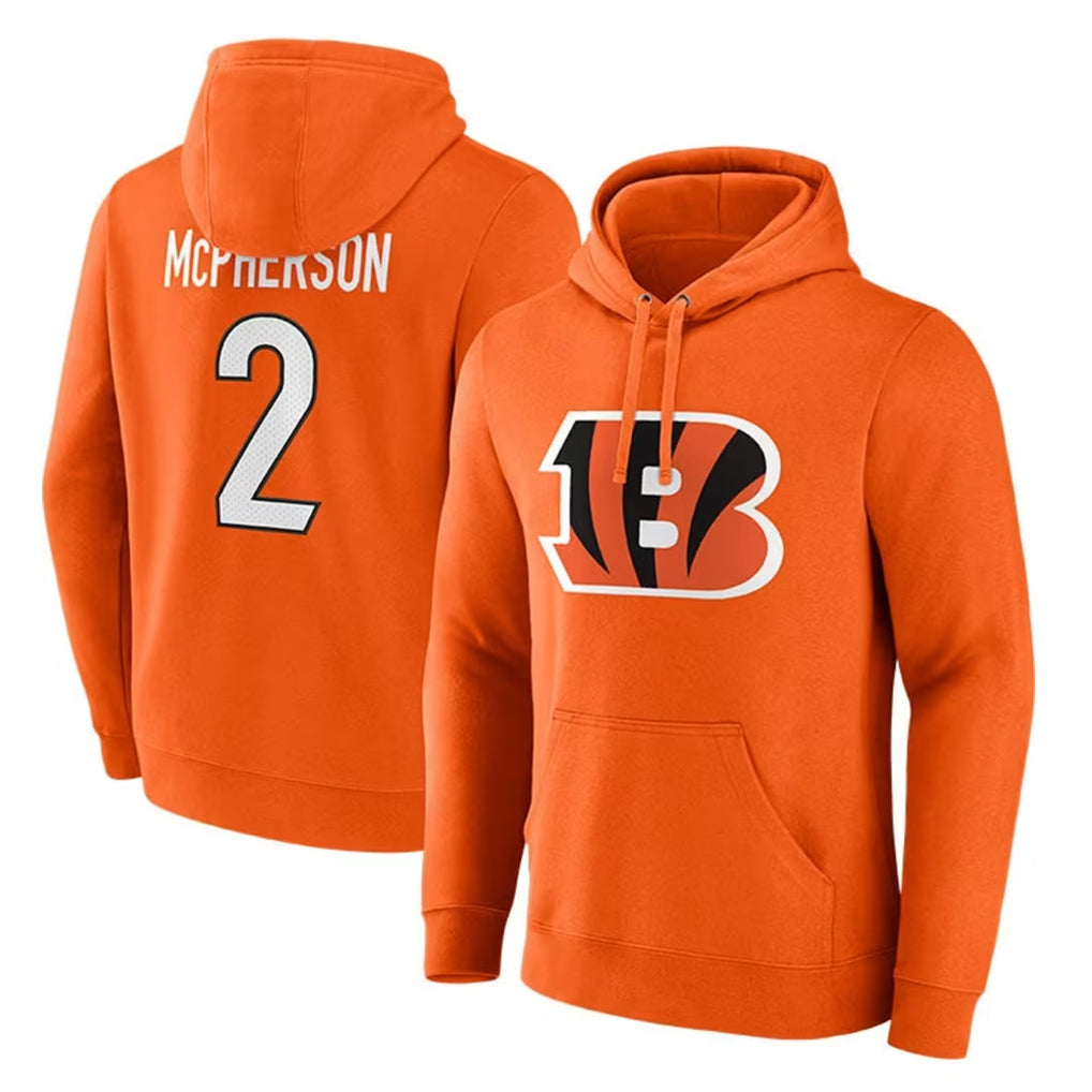 Pkot C.Bengals #2 Evan McPherson Player Orange Salute to Service Pullover Hoodie Limited Stitched Jerseys