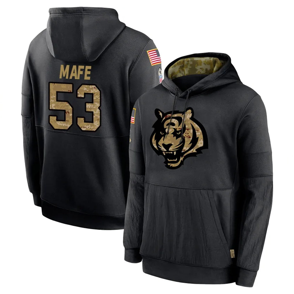 Pkot C.Bengals #53 Boye Mafe Player Black Salute to Service Pullover Hoodies Limited Stitched Jerseys