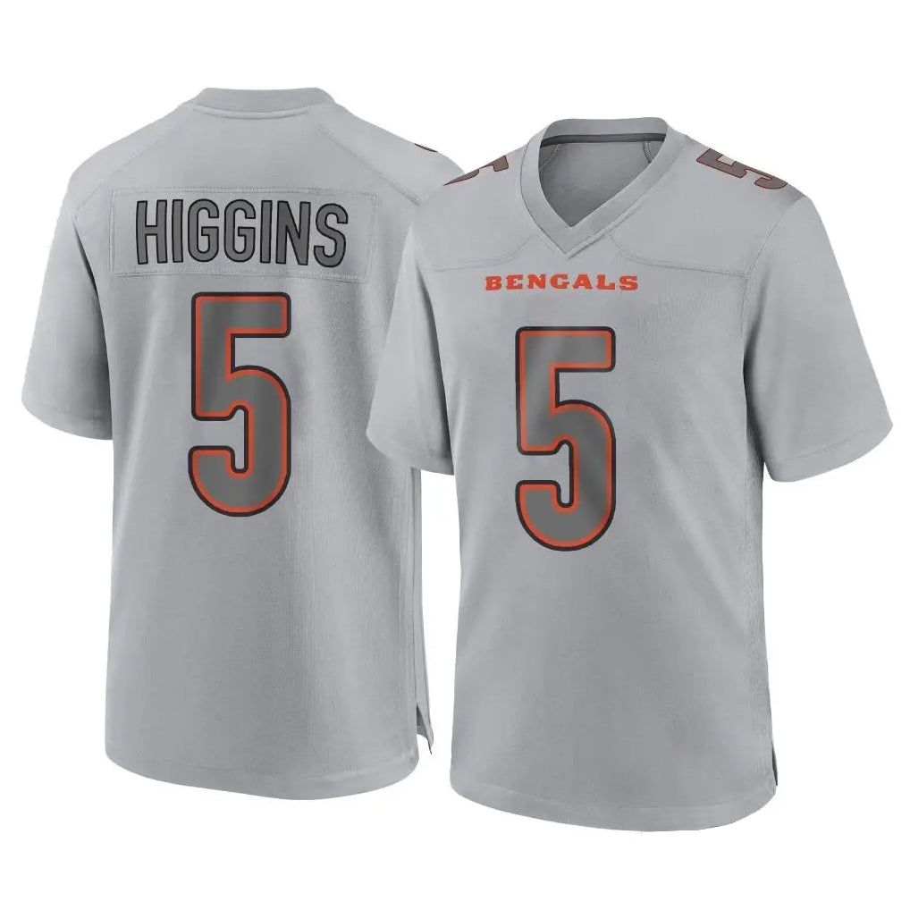 Pkot C.Bengals #5 Tee Higgins Player Gray Atmosphere Fashion Game Stitched Jerseys