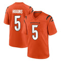 Pkot C.Bengals #5 Tee Higgins Player Orange Home Game Stitched Jerseys