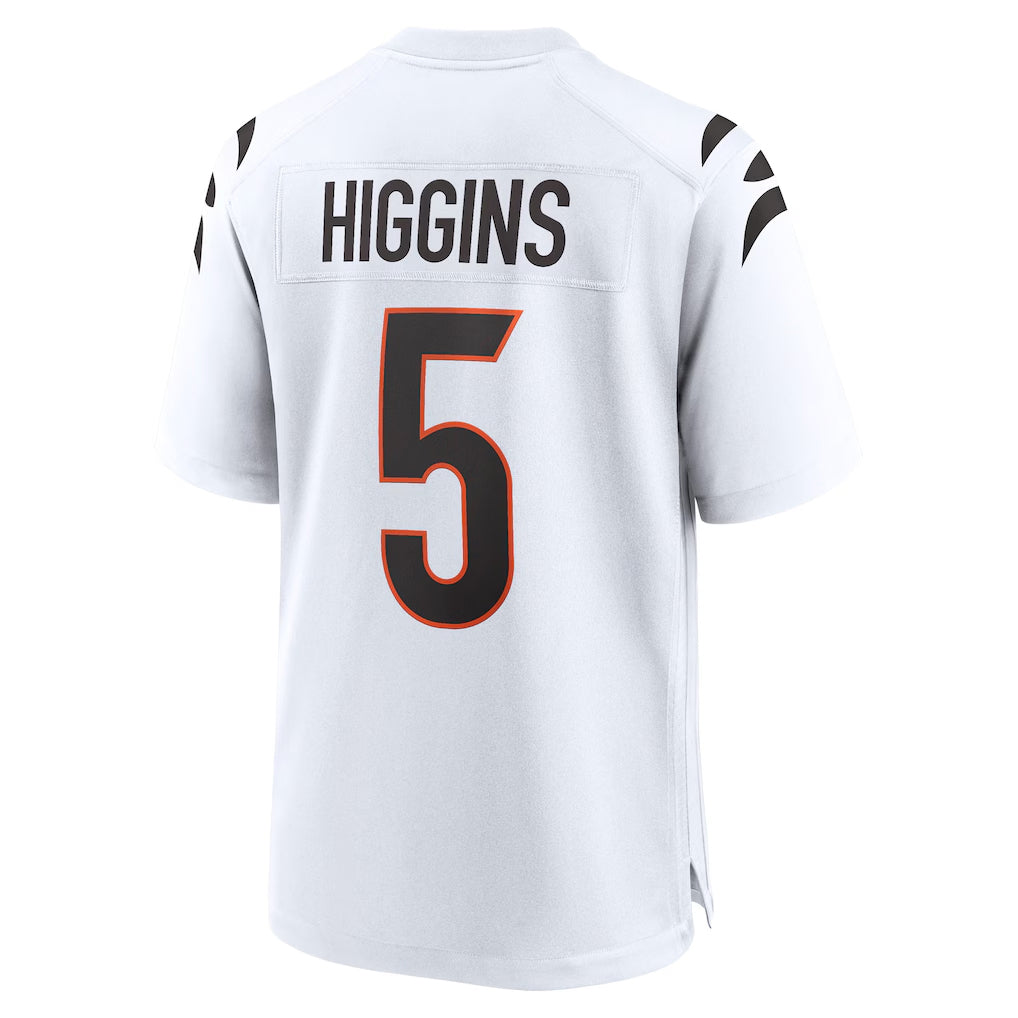 Pkot C.Bengals #5 Tee Higgins Player White Home Game Stitched Jerseys