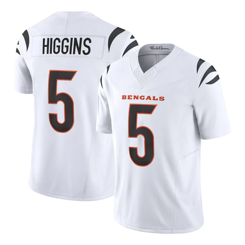 Pkot C.Bengals #5 Tee Higgins Player White Vapor F.U.S.E. Limited Home Game Stitched Jerseys