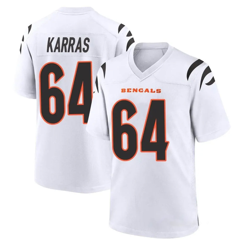 Pkot C.Bengals #64 Ted Karras Player White Home Game Stitched Jerseys