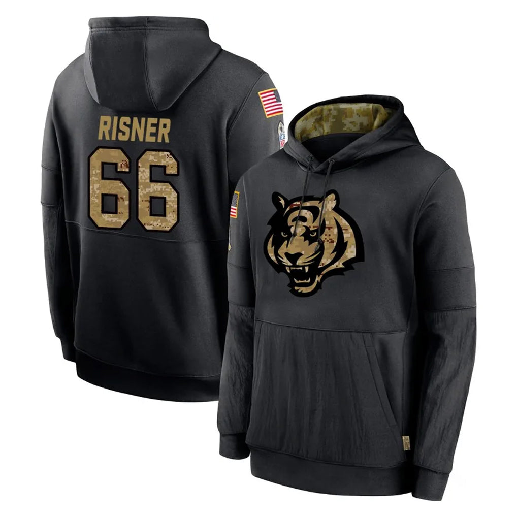 Pkot C.Bengals #66 Dalton Risner Player Black Salute to Service Pullover Hoodies Limited Stitched Jerseys