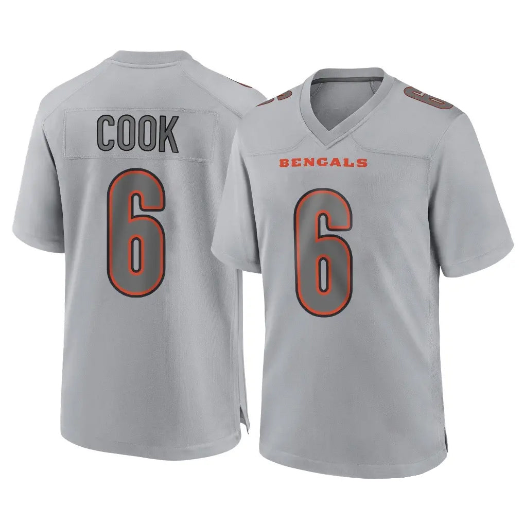 Pkot C.Bengals #6 Brian Cook Player Gray Atmosphere Fashion Game Stitched Jerseys