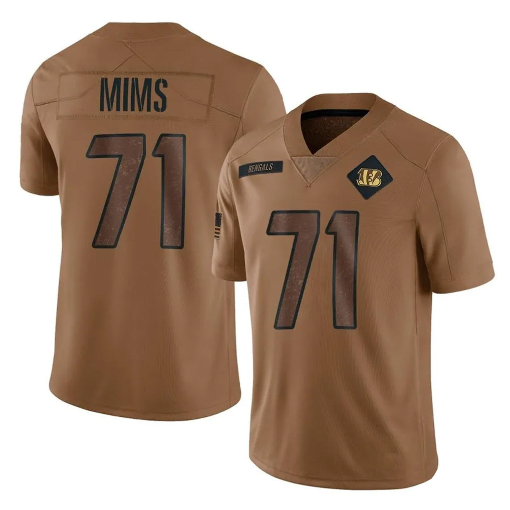 Pkot C.Bengals #71 Amarius Mims Player Brown Salute to Service Limited Stitched Jerseys