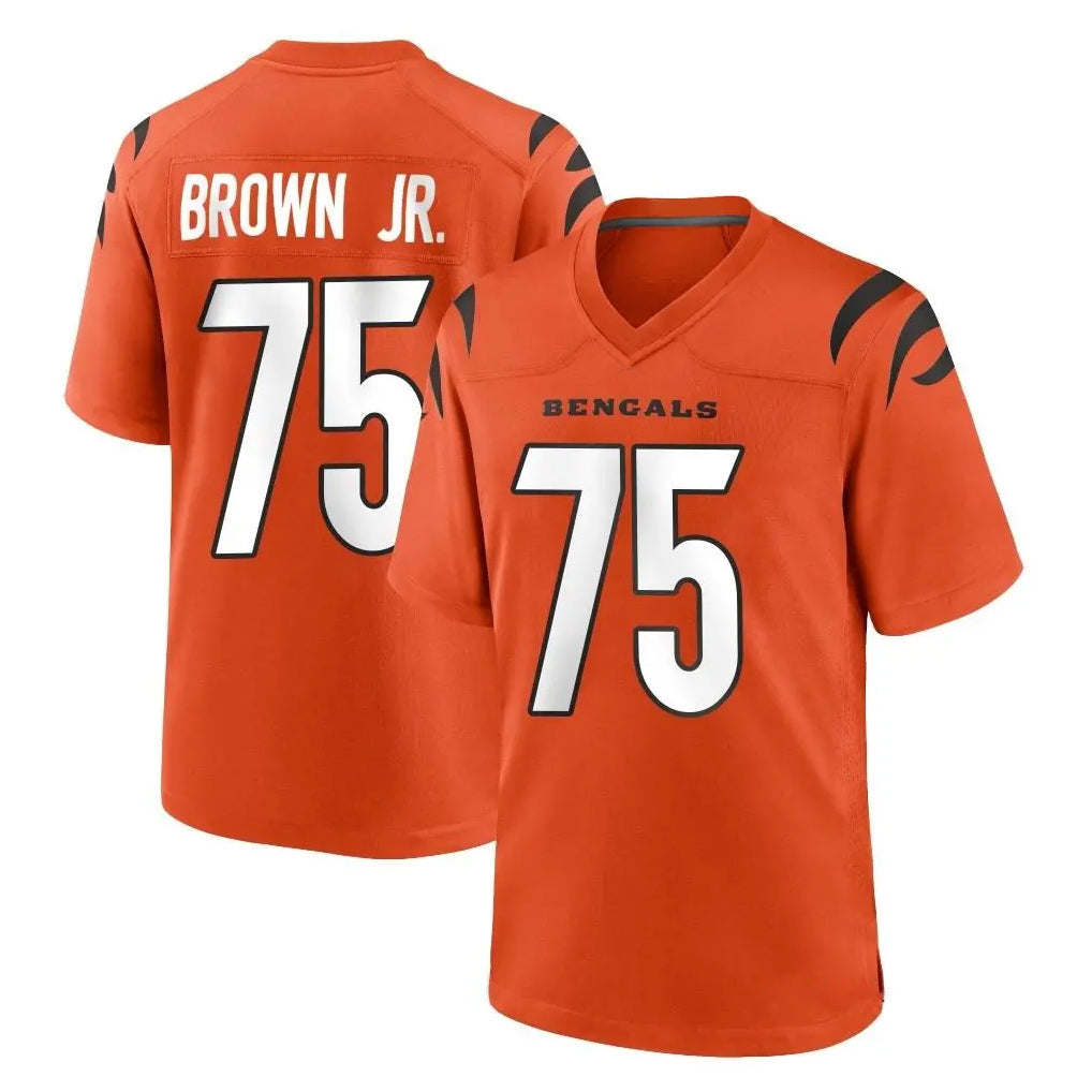 Pkot C.Bengals #75 Orlando Brown Jr. Player Orange Home Game Stitched Jerseys