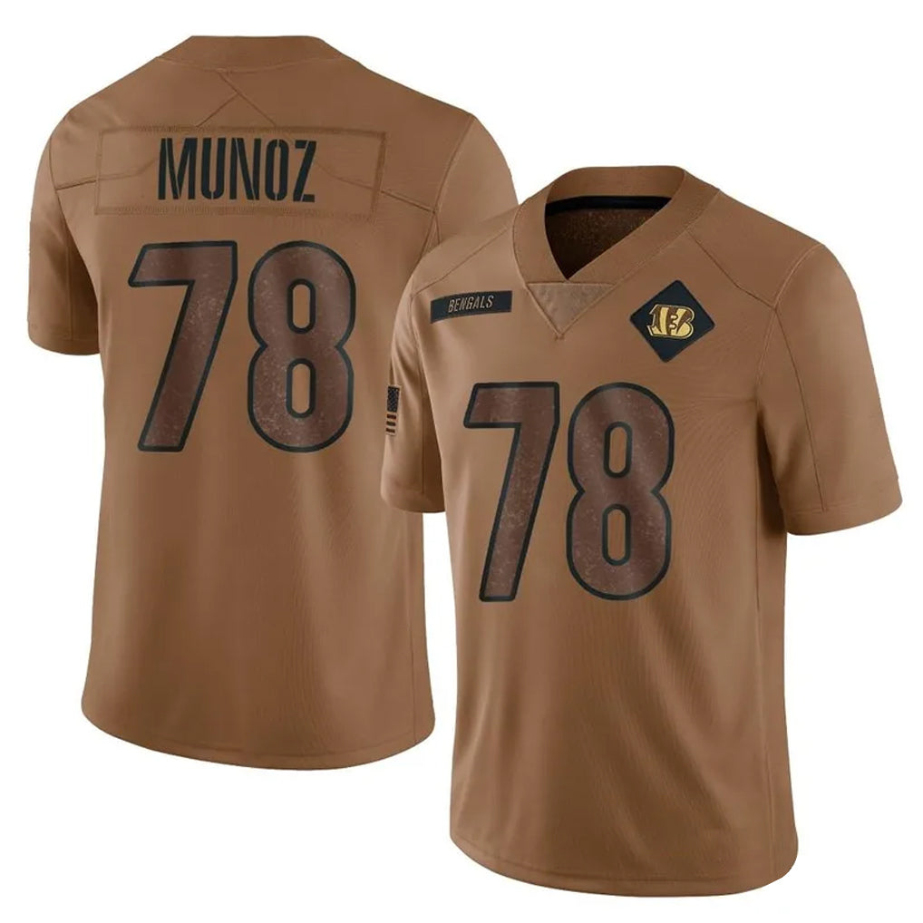 Pkot C.Bengals #78 Anthony Munoz Player Brown Salute to Service Limited Stitched Jerseys