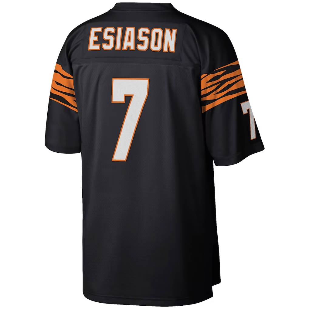 Pkot C.Bengals #7 Boomer Esiason Mitchell & Ness Black Legacy Replica Puhic Stitched Jerseys