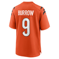 Pkot C.Bengals #9 Joe Burrow Orange Alternate Game Stitched Jerseys