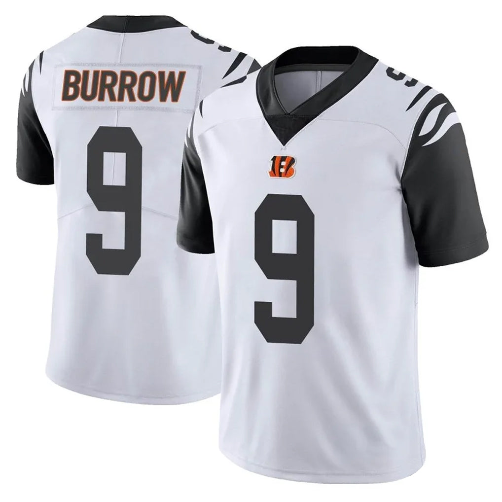 Pkot C.Bengals #9 Joe Burrow Player White Color Rush Vapor Untouchable Limted Home Game Stitched Jerseys