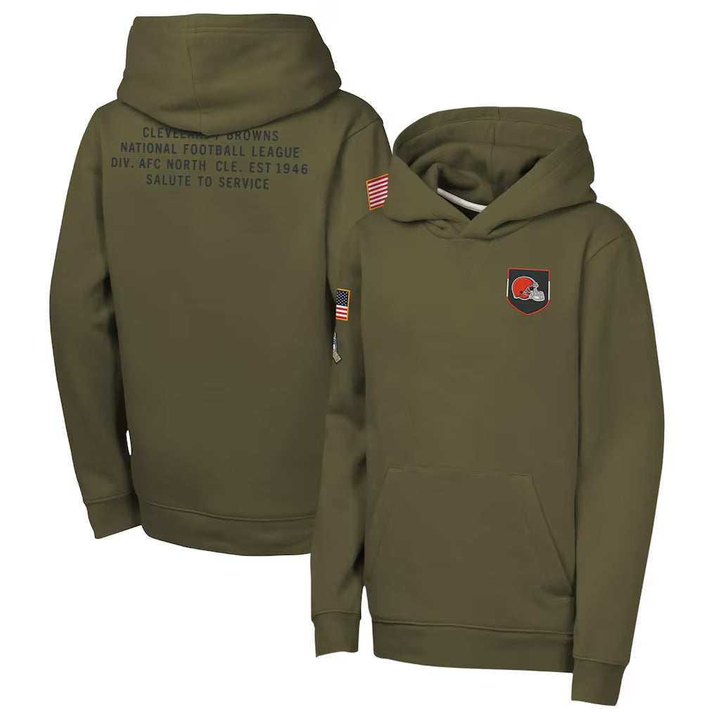 Pkot C.Browns Olive Salute to Service Pullover Hoodies Limited Blank Player Stitched Jerseys