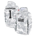 Pkot C.Browns #1 KC Concepcion Player Arctic Camo Salute to Service Hoodies Limited Game Stitched Jerseys