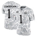 Pkot C.Browns #1 KC Concepcion Player Arctic Camo Salute to Service Limited Home Game Stitched Jerseys