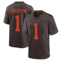 Pkot C.Browns #1 KC Concepcion Player Brown Alternate Home Game Stitched Jerseys