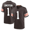 Pkot C.Browns #1 KC Concepcion Player Brown Home Game Stitched Jerseys