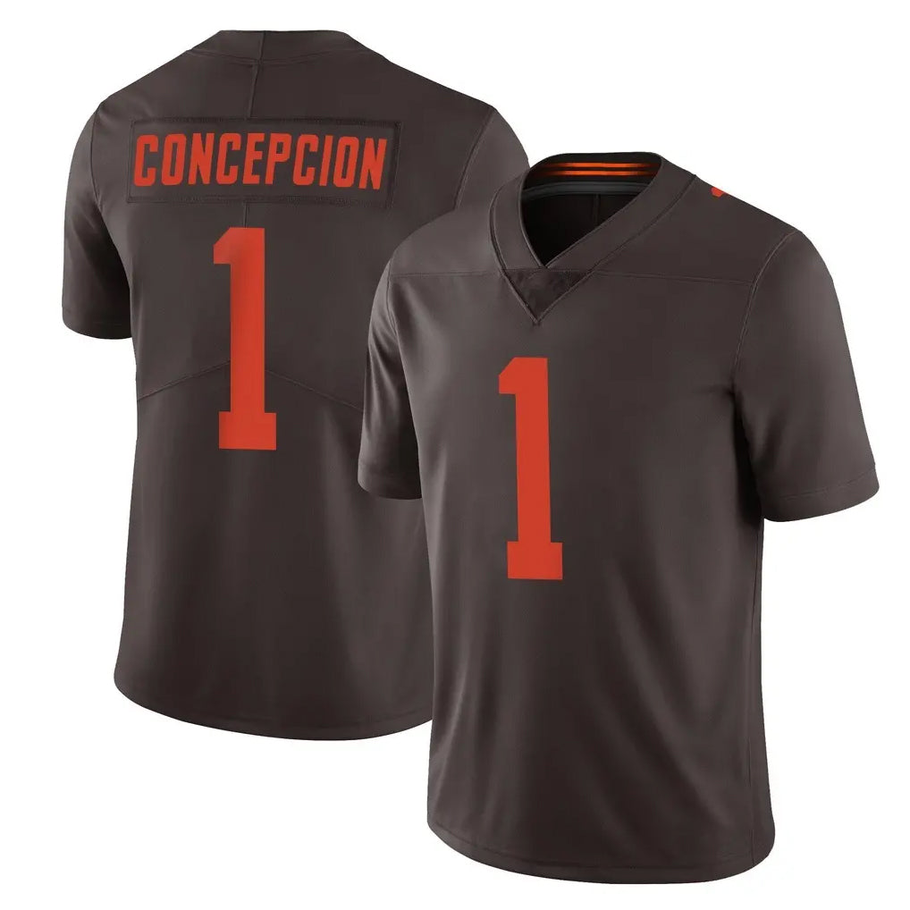 Pkot C.Browns #1 KC Concepcion Player Browns Color Rush Limited Home Game Stitched Jerseys