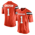 Pkot C.Browns #1 KC Concepcion Player Orange Home Game Stitched Jerseys