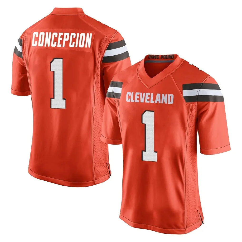 Pkot C.Browns #1 KC Concepcion Player Orange Home Game Stitched Jerseys