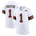 Pkot C.Browns #1 KC Concepcion Player White Alternate Home Game Stitched Jerseys