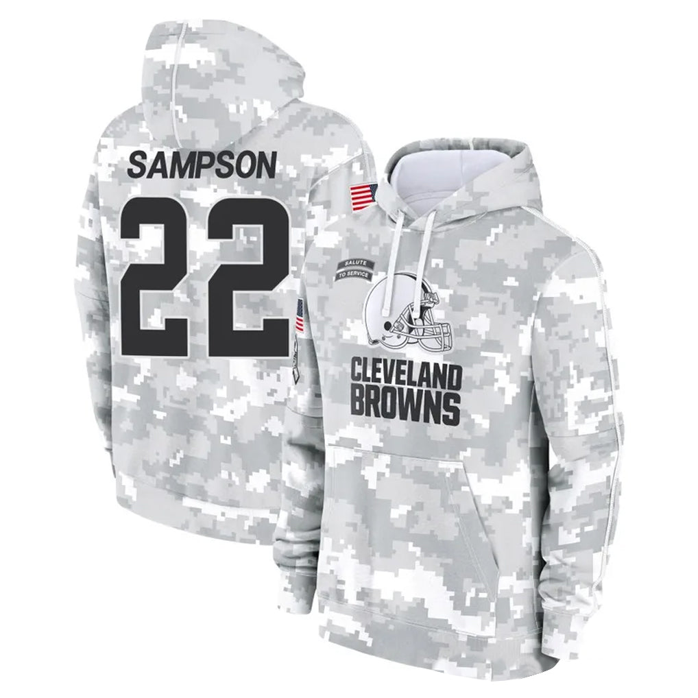 Pkot C.Browns #22 Dylan Sampson Player Arctic Camo Salute to Service Hoodies Limited Game Stitched Jerseys