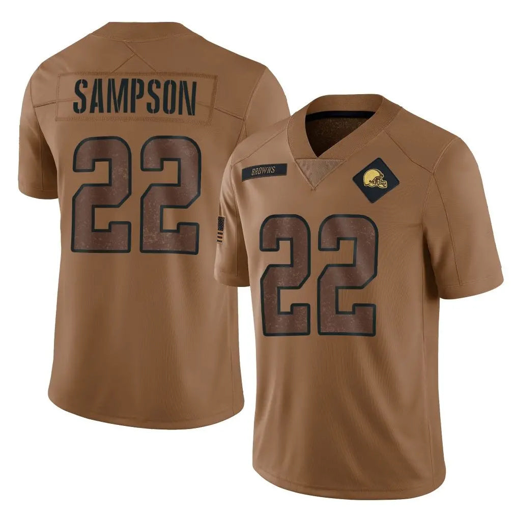 Pkot C.Browns #22 Dylan Sampson Player Brown Salute to Service Limited Home Game Stitched Jerseys