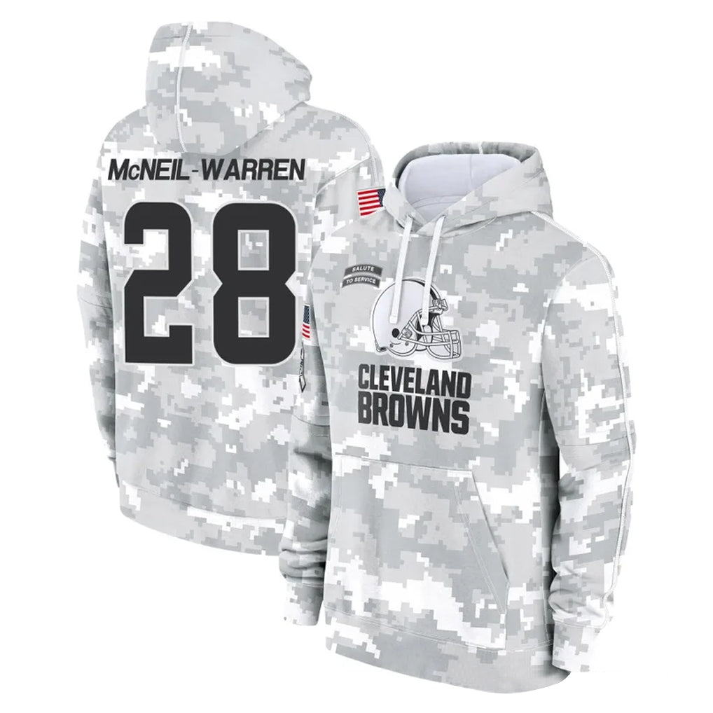 Pkot C.Browns #28 Emmanuel McNeil-Warren Player Arctic Camo Salute to Service Hoodies Limited Game Stitched Jerseys