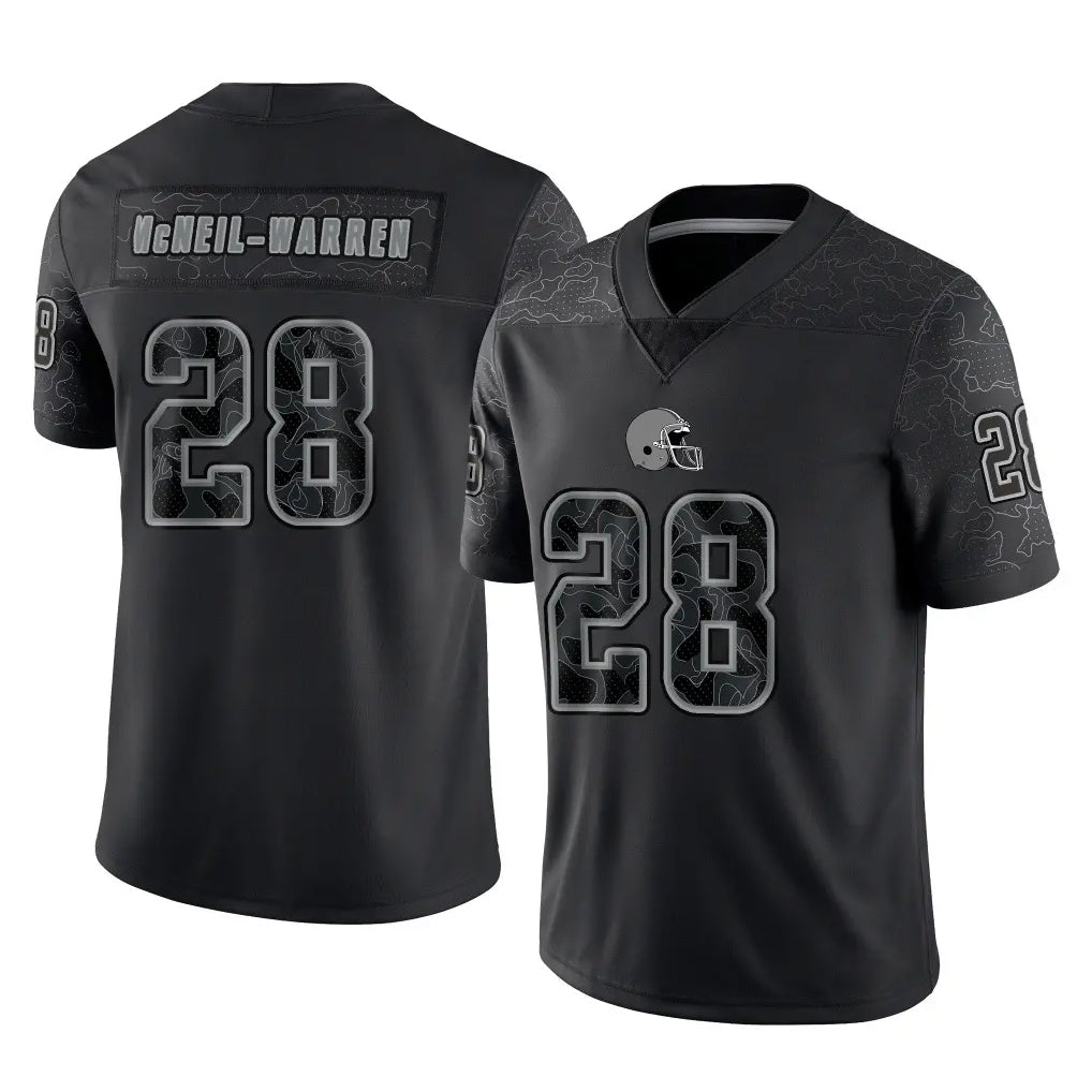 Pkot C.Browns #28 Emmanuel McNeil-Warren Player Black Reflective Home Game Stitched Jerseys