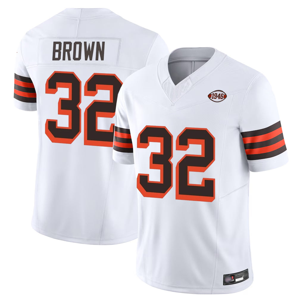 Pkot C.Browns #32 Jim Brown Player White Limited Vapor F.U.S.E. Alternate Game Stitched Jerseys